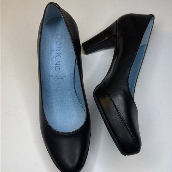 DorKing by Fluchos black leather 3” heels shoes size (39) 8-8.5 - Picture 1 of 8